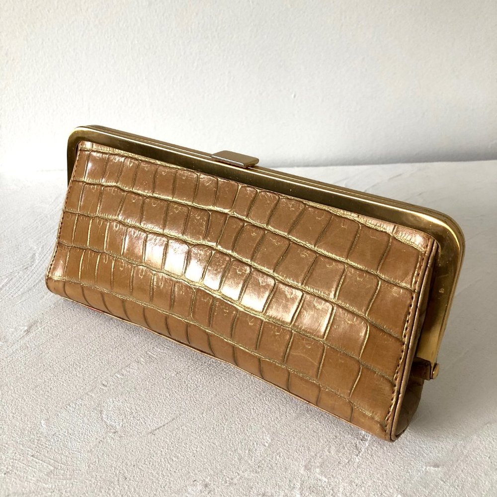 Ann Taylor Leather Embossed Clutch